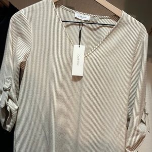 Tan and brown striped xs blouse